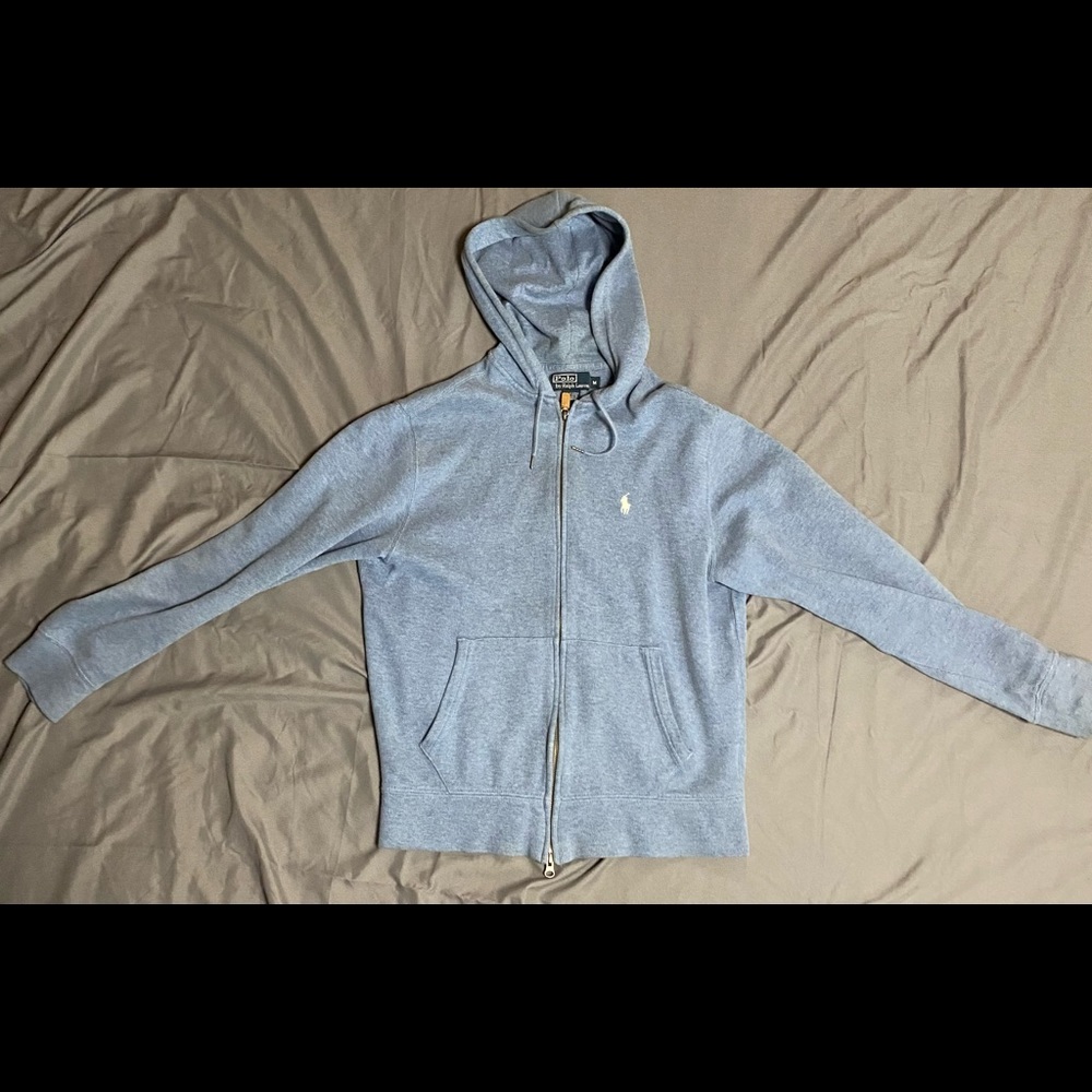 Polo Zip-up Hoodie, Medium, Light Blue